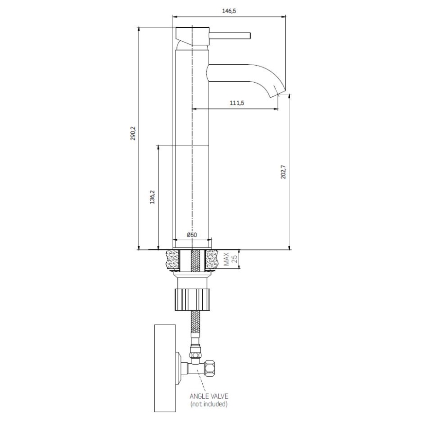 BATH DELUXE 28-005-02-01-00 - Altaan hana DRAGOR 29 cm mattavalkoinen