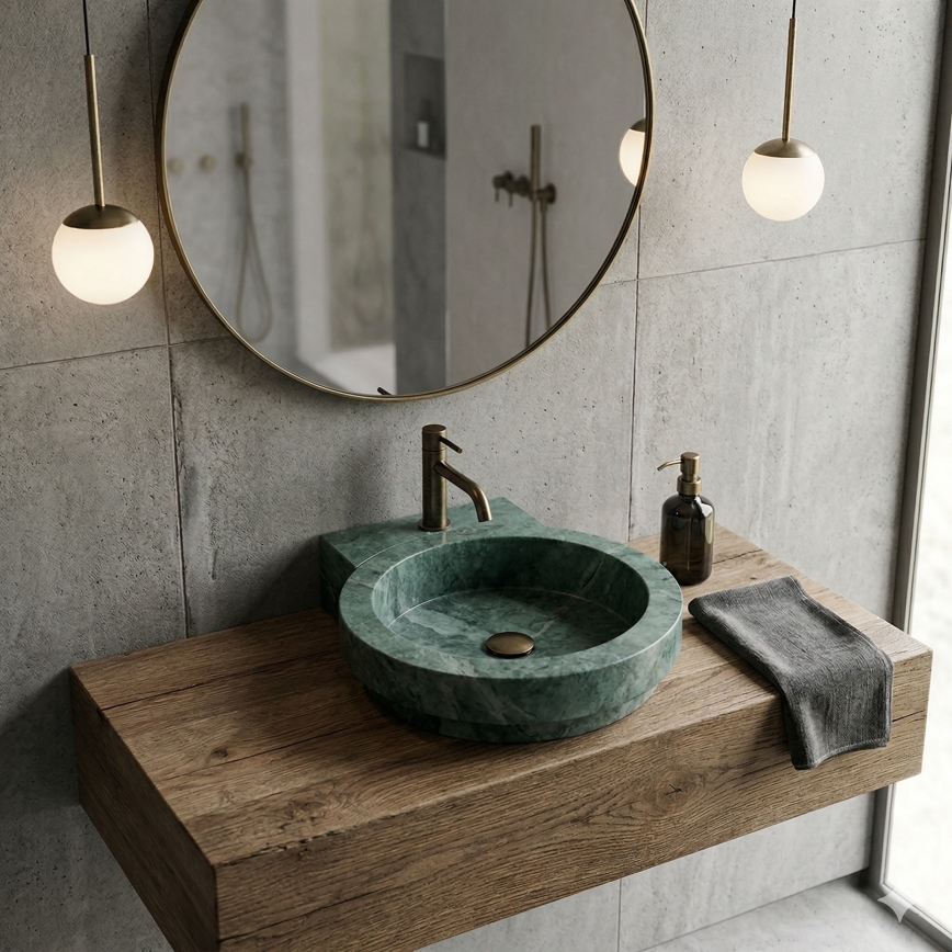 Bathco 00339 - Tason päälle asennettava pesuallas ICONO 40x45 cm kivi/harmaa