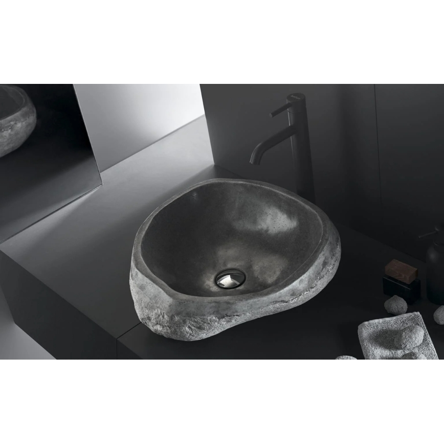 Bathco 00393 - Tasoon asennettava pesuallas RIO 52x47 cm kivi/harmaa