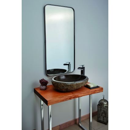 Bathco 00393 - Tasoon asennettava pesuallas RIO 52x47 cm kivi/harmaa