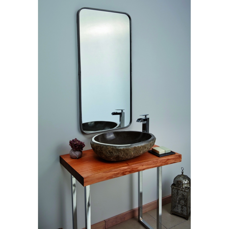 Bathco 00393 - Tasoon asennettava pesuallas RIO 52x47 cm kivi/harmaa