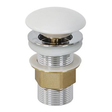 Bathco 0212MT - pesualtaan pohjaventtiili ilman ylivuotoa CLICK-CLACK, Ø 6 cm, kiiltävä kromi/mattavalkoinen