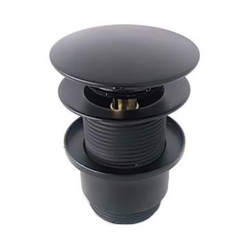 Bathco 0212NE - Pesualtaan pohjaventtiili ilman ylivuotoa, CLICK-CLACK, Ø 6 cm, mattamusta