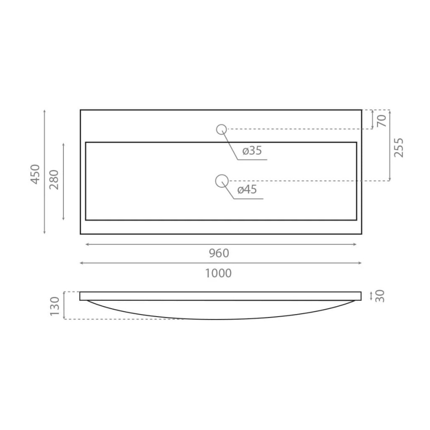 Bathco 0506 - Upotettava pesuallas MANHATTAN 100x45 cm hartsi/valkoinen