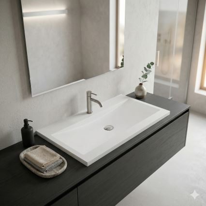 Bathco 0506 - Upotettava pesuallas MANHATTAN 100x45 cm hartsi/valkoinen