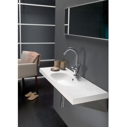 Bathco 0516 - Sisäänrakennettava pesuallas ICE 60x35 cm valuhartsi/valkoinen