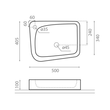 Bathco 4001 - ARAGON tasoallas 50x40,5 cm posliini/valkoinen