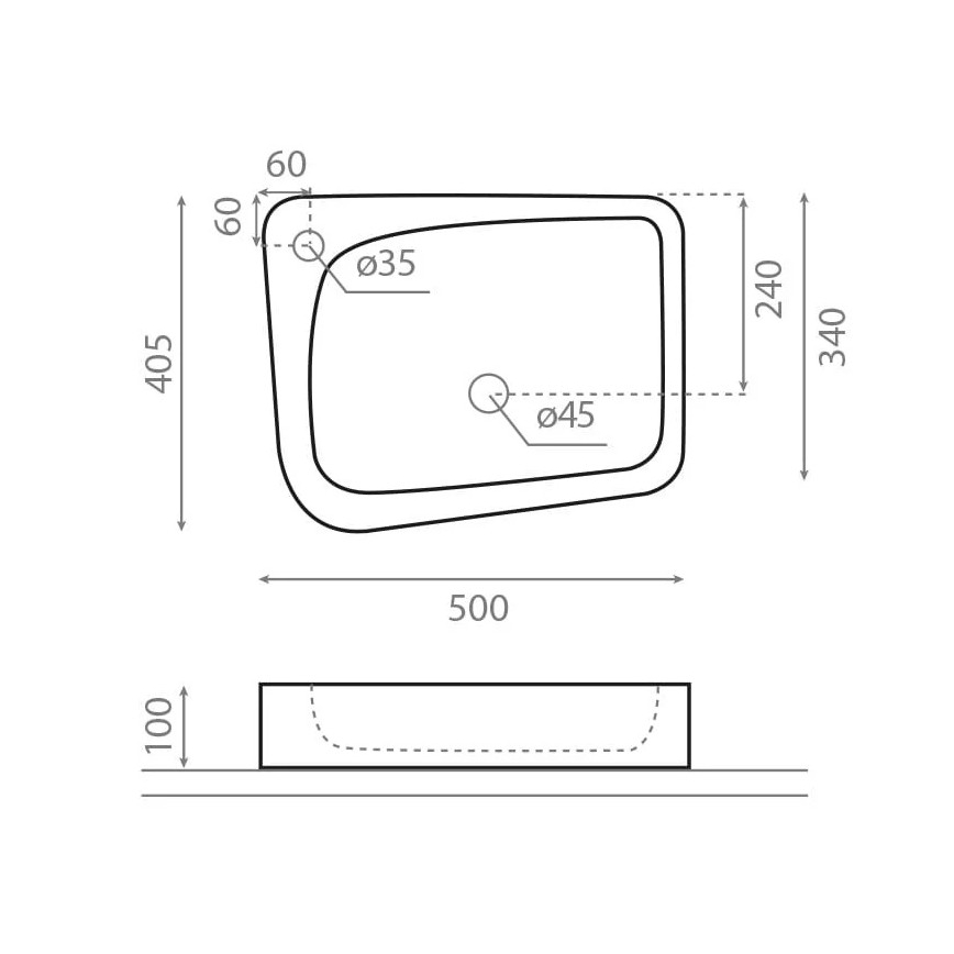 Bathco 4001 - ARAGON tasoallas 50x40,5 cm posliini/valkoinen