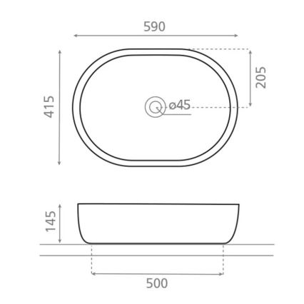 Bathco 4037 - TOULOUSE tasoon asennettava pesuallas 59x41,5 cm posliini/valkoinen