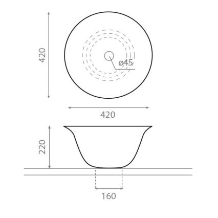 Bathco 4062 - NORDIC tasoon asennettava pesuallas, Ø 42 cm, posliini/valkoinen