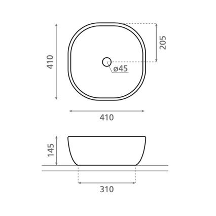 Bathco 4071 - OLEA tason päälle asennettava pesuallas 41x41 cm posliini/valkoinen