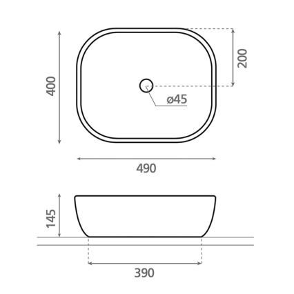 Bathco 4072 - OLEA pöytätason pesuallas 49 x 40 cm, posliini/valkoinen