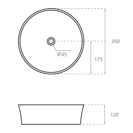 Bathco 4086 - VOLTA pöytätason pesuallas, Ø 35 cm, posliini/valkoinen