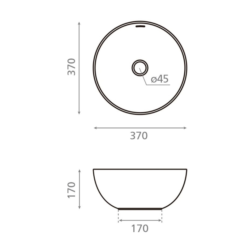 Bathco 4131 - BARI-pöytätason pesuallas Ø 37 cm, posliini/valkoinen