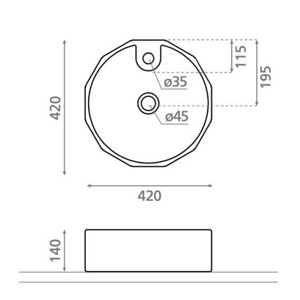 Bathco 4158 - CIRCUS pöytätason pesuallas Ø 42 cm, posliini/valkoinen