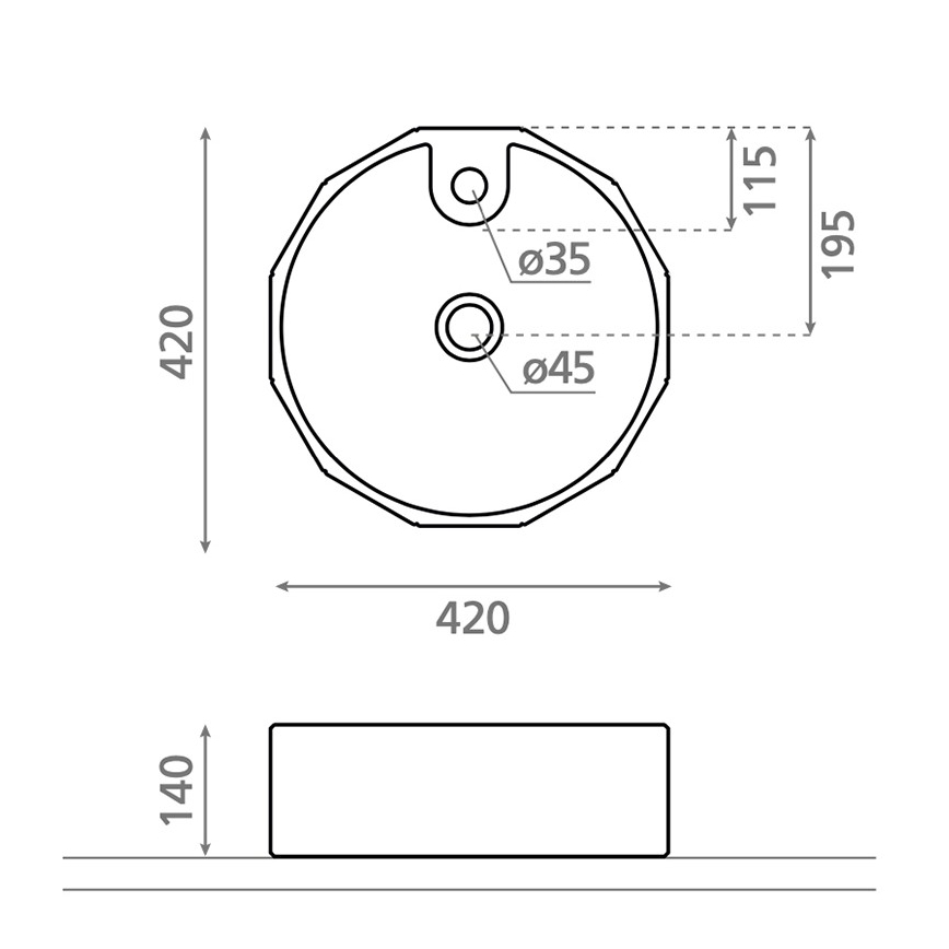 Bathco 4158 - CIRCUS pöytätason pesuallas Ø 42 cm, posliini/valkoinen