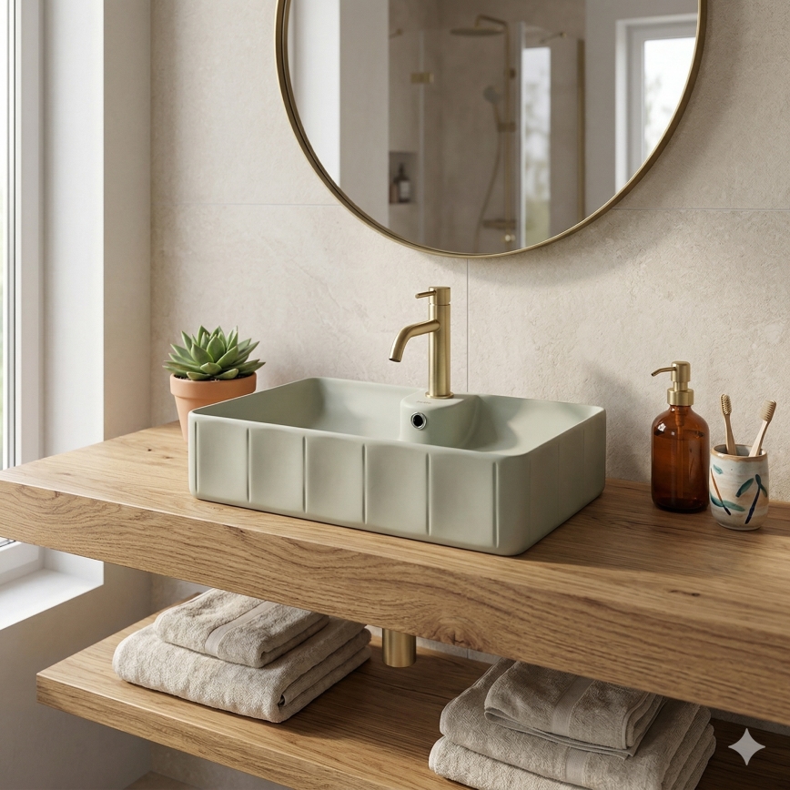 Bathco 4161 - CIRCUS tason päälle asennettava pesuallas 61 x 40,5 cm, posliini/beige