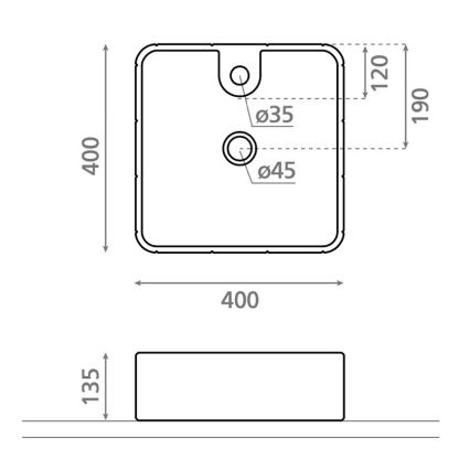 Bathco 4162 - Tason päälle asennettava pesuallas CIRCUS 40x40 cm posliini/beige