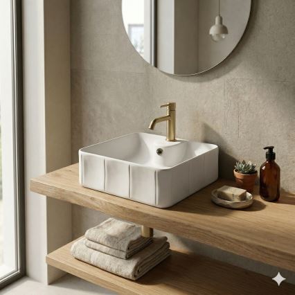 Bathco 4163 - CIRCUS pöytätason pesuallas 40x40 cm posliini/valkoinen