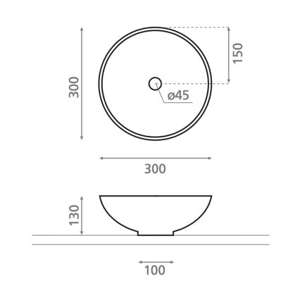 Bathco 4914 - Tason päälle asennettava pesuallas DAKAR Ø 30 cm posliini/valkoinen
