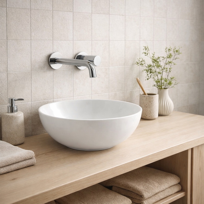 Bathco 4914 - Tason päälle asennettava pesuallas DAKAR Ø 30 cm posliini/valkoinen