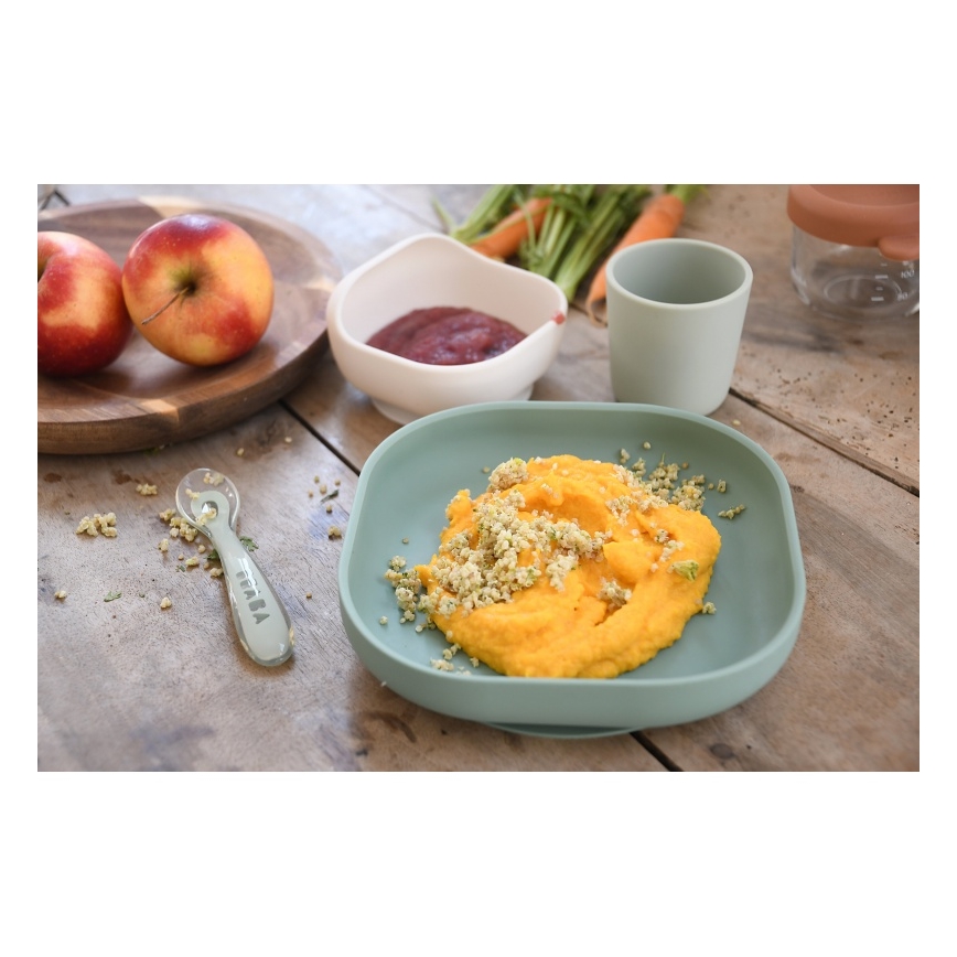 Beaba - Lasten ruokailusetti salviavihreä 4 kpl