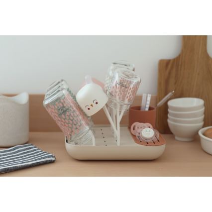 Beaba - Pullon kuivausteline beige/oranssi