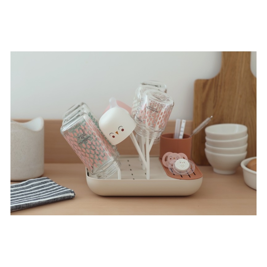 Beaba - Pullon kuivausteline beige/oranssi