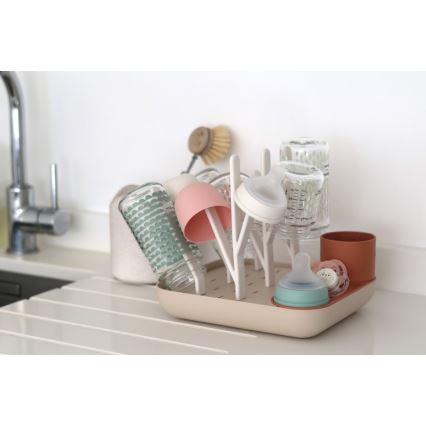 Beaba - Pullon kuivausteline beige/oranssi