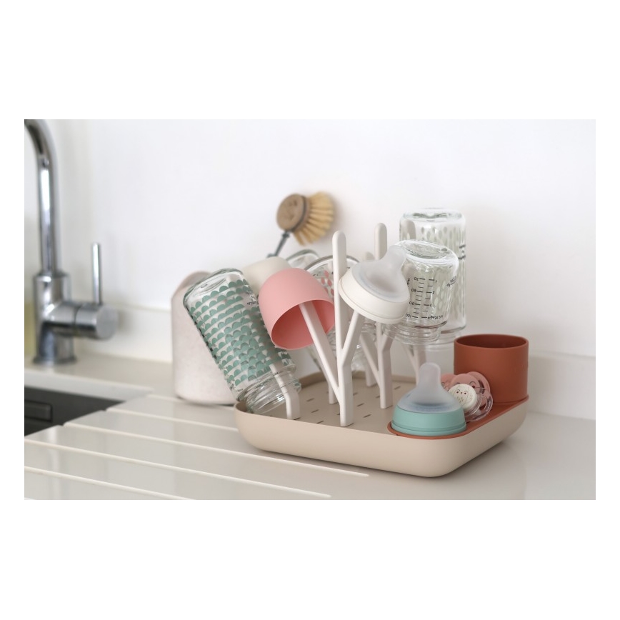 Beaba - Pullon kuivausteline beige/oranssi