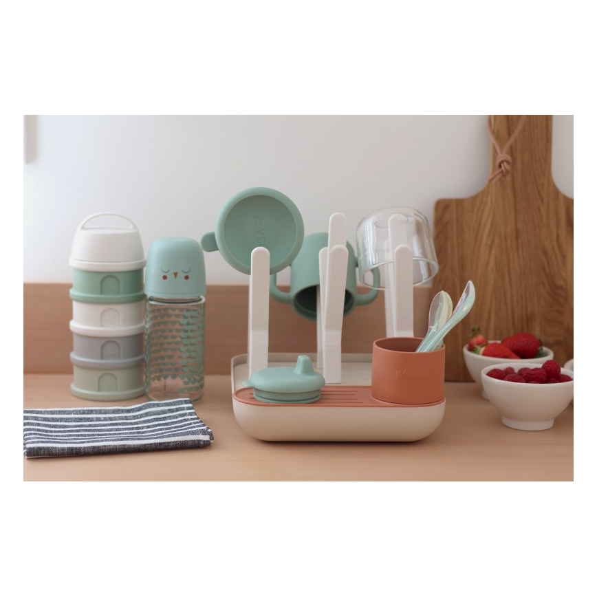 Beaba - Pullon kuivausteline beige/oranssi