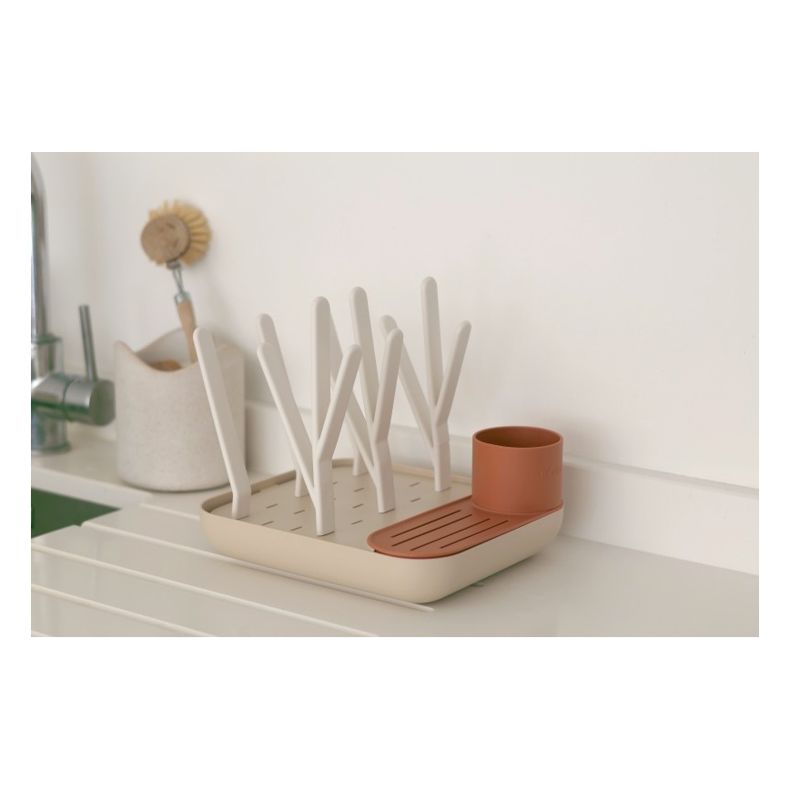 Beaba - Pullon kuivausteline beige/oranssi