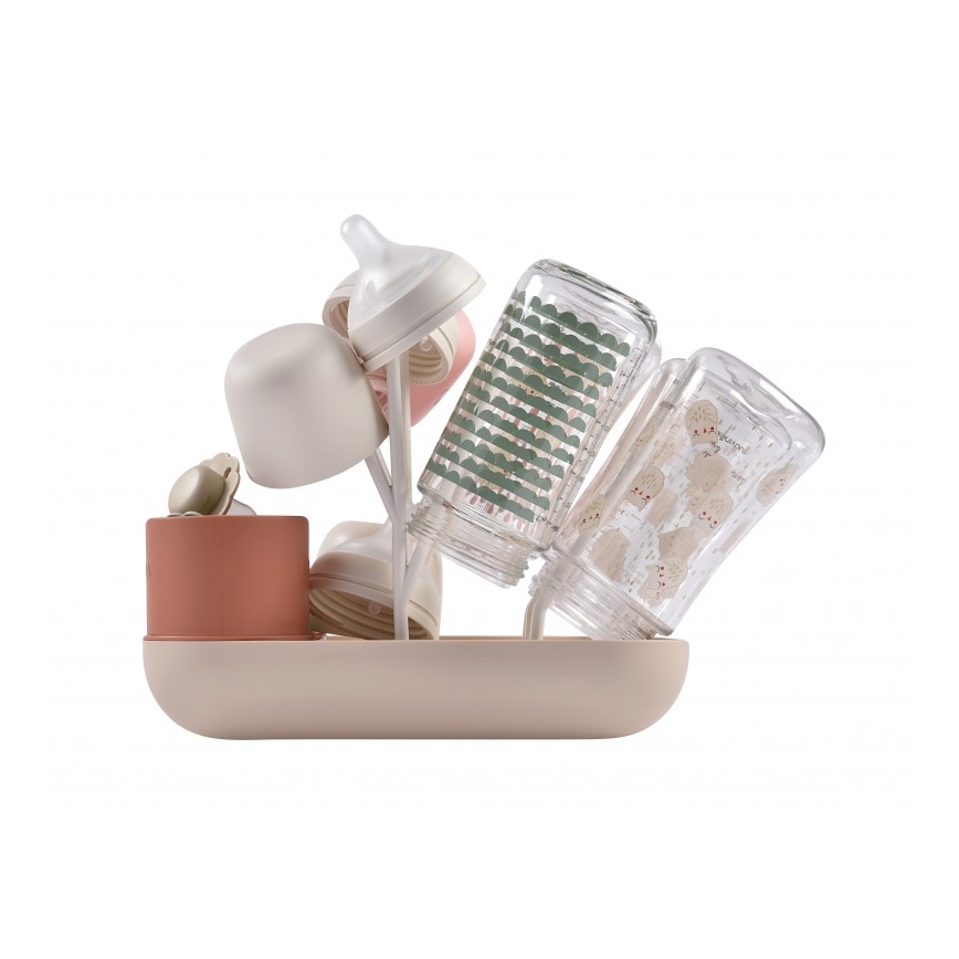 Beaba - Pullon kuivausteline beige/oranssi