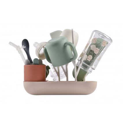 Beaba - Pullon kuivausteline beige/oranssi