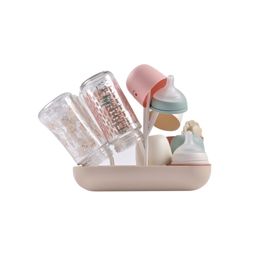 Beaba - Pullon kuivausteline beige/oranssi