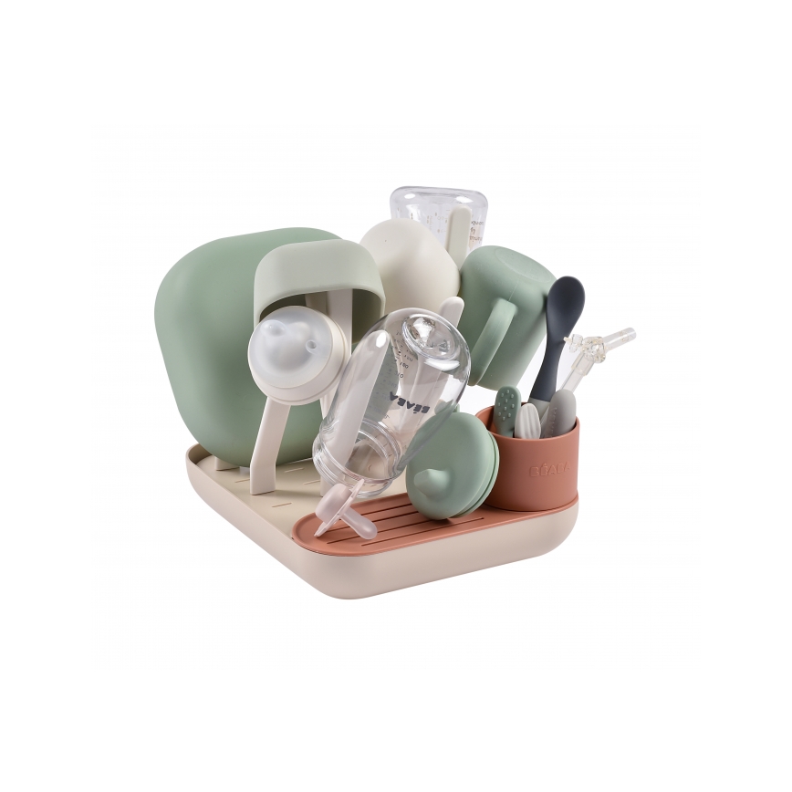 Beaba - Pullon kuivausteline beige/oranssi