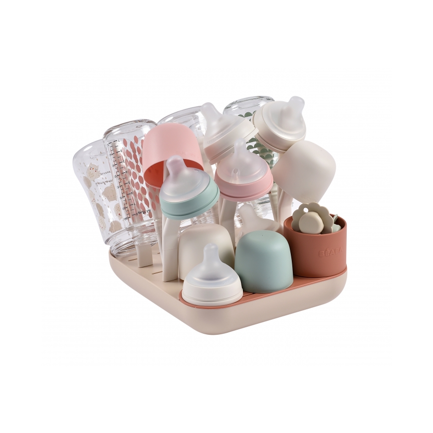 Beaba - Pullon kuivausteline beige/oranssi