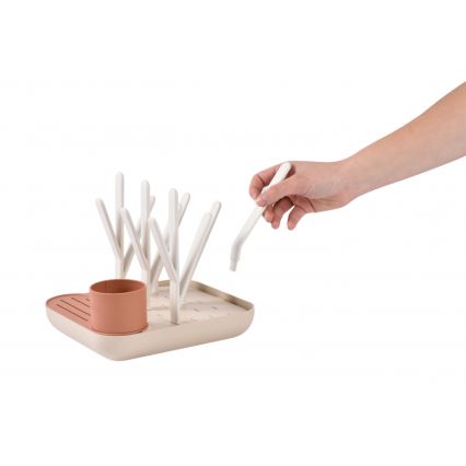 Beaba - Pullon kuivausteline beige/oranssi