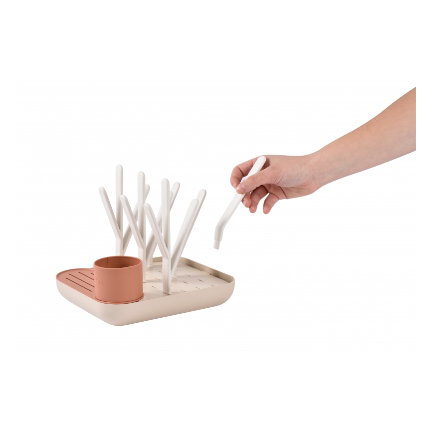 Beaba - Pullon kuivausteline beige/oranssi