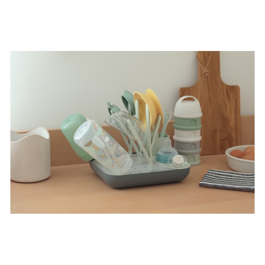 Beaba - Pullon kuivausteline vihreä/harmaa