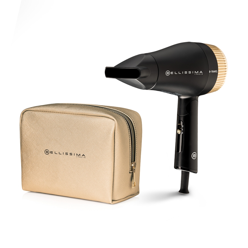 Bellissima 11872 - B-TRAVEL matkahiustenkuivain 1400W/230V musta/kulta
