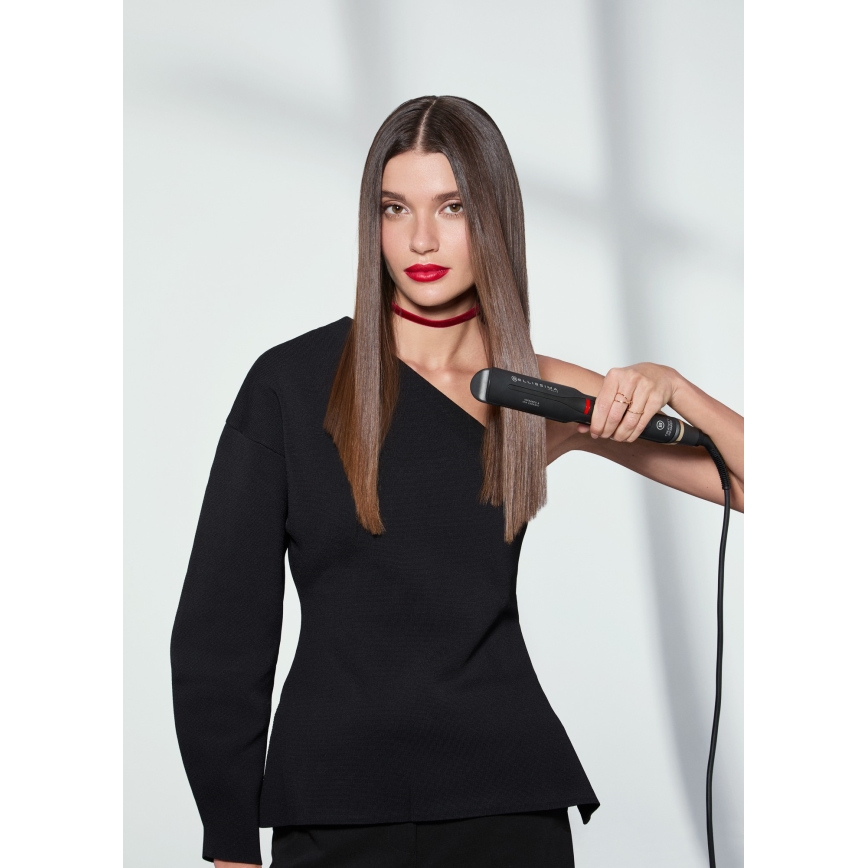 Bellissima 11948 - Hiusten suoristin LCD-näytöllä, infrapunatekniikka, 60W/230V, musta