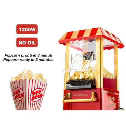Beper - Popcornkone 1200W/230V punainen