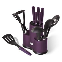 BerlingerHaus - Setti ruostumattomasta teräksestä valmistettuja veitsiä ja keittiövälineitä 12 kpl violetti/musta