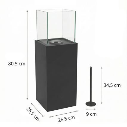 Bioetanolitakka ALICANTE 26,5 x 80,5 cm 2 kW musta + suojakansi