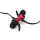 Bluetooth-kuulokkeet mikrofonilla ja MicroSD-soitin, musta / punainen