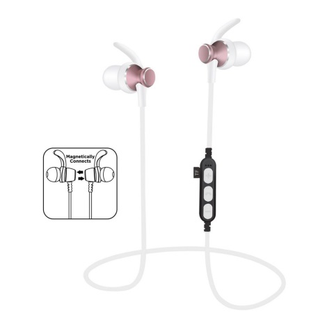 Bluetooth-kuulokkeet mikrofonilla ja MicroSD-soitin, valkoinen / vaaleanpunainen