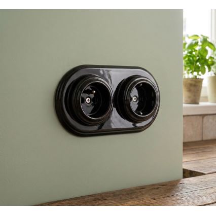 Bohemia-Design - Posliininen kaksiosainen retrokehys, musta