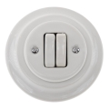 Bohemia-Design - Posliininen retro-kaksoiskytkin, kehys nro 5, valkoinen