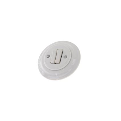 Bohemia-Design - Posliininen retro-kaksoiskytkin, kehys nro 5, valkoinen